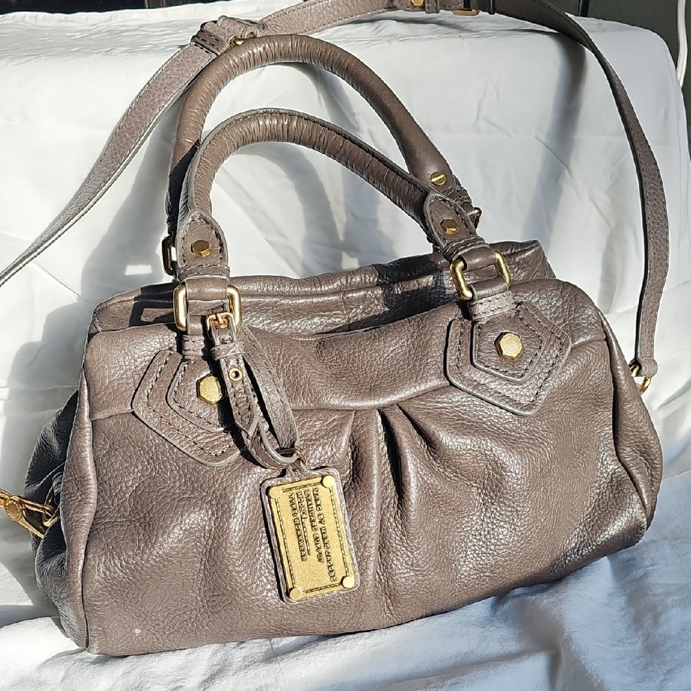 Marc By Marc Jacobs Brown Gold Satchel with Pleated Detailing